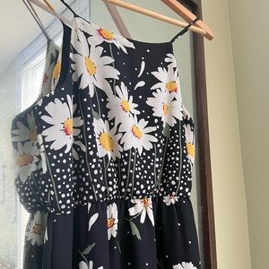Black Floral Daisy Maxi Dress